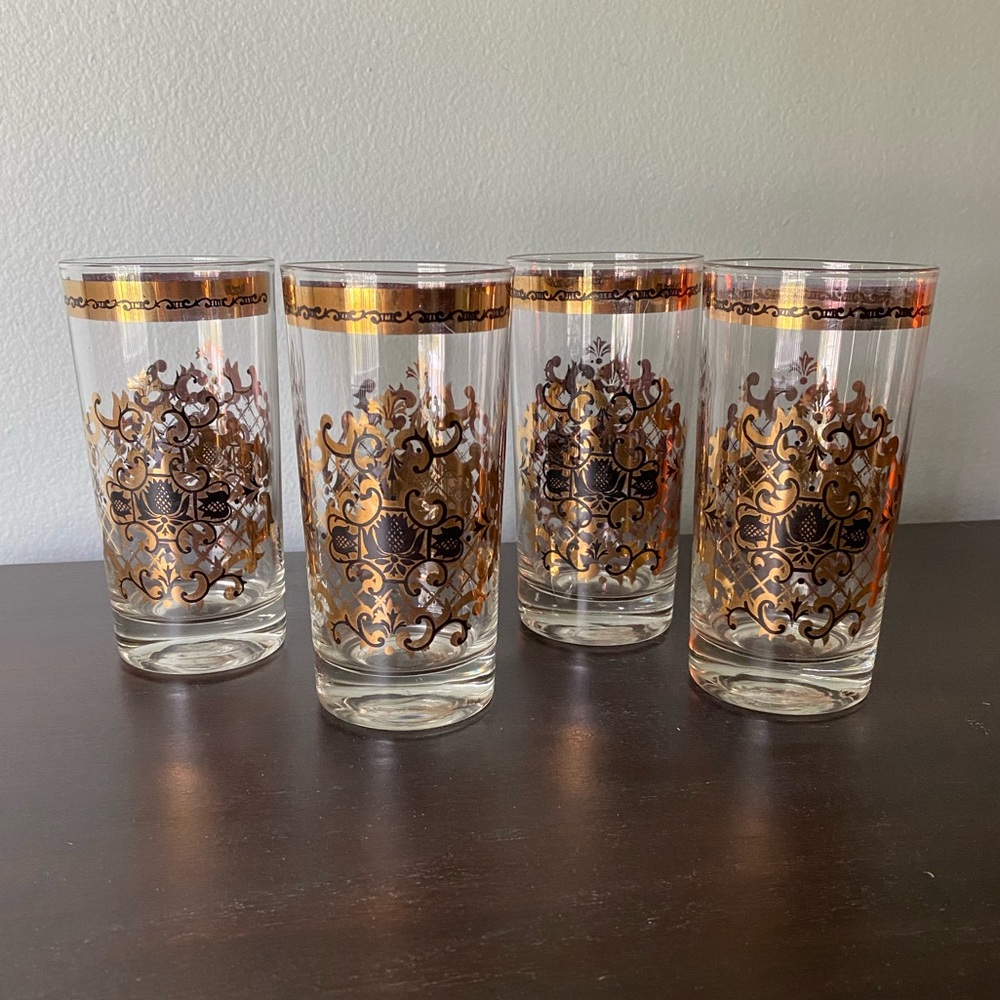 Hollywood Regency Gold Drinking Glasses